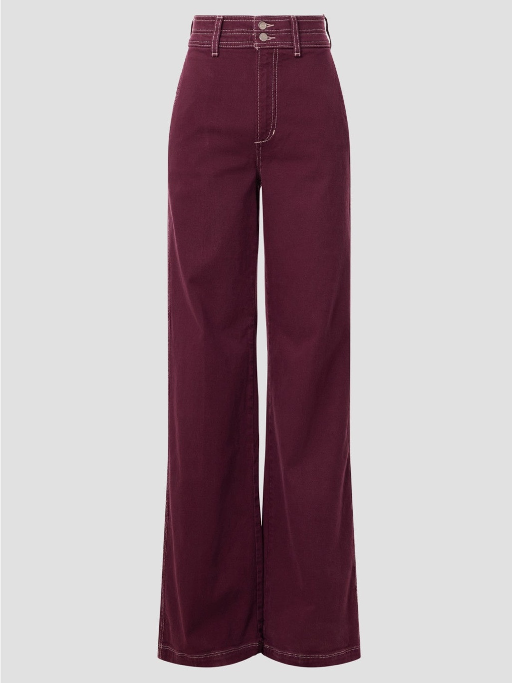 High-Waist Wide-Leg Jeans In Deep Burgundy - Women's